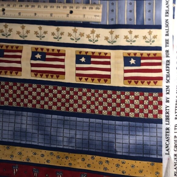 Quilt Cotton Fabric Material - Just shy 2 yards Prim Patriotic Stripe 574 - Picture 4 of 4